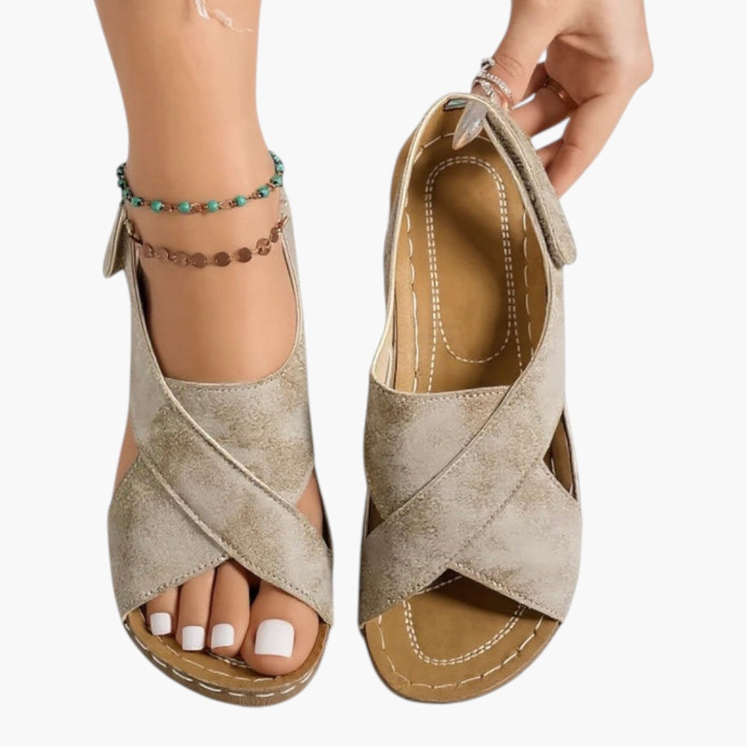 Tessa | Cross Strap Peep Toe Wedge Sandals