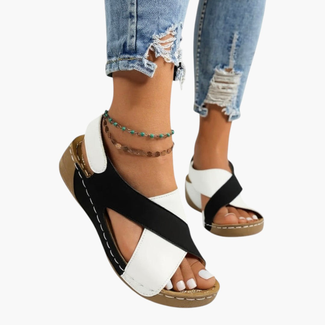 Tessa | Cross Strap Peep Toe Wedge Sandals