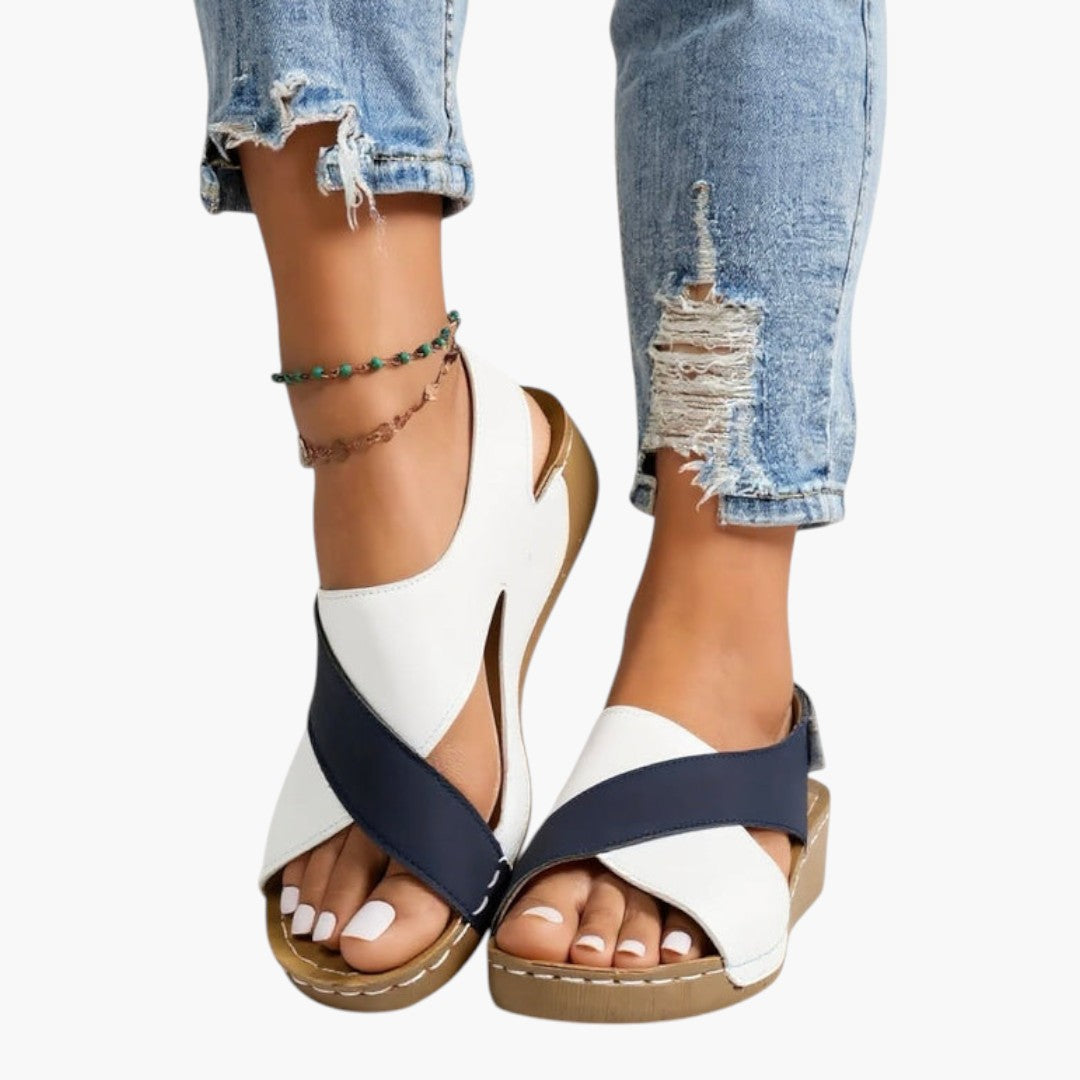 Tessa | Cross Strap Peep Toe Wedge Sandals