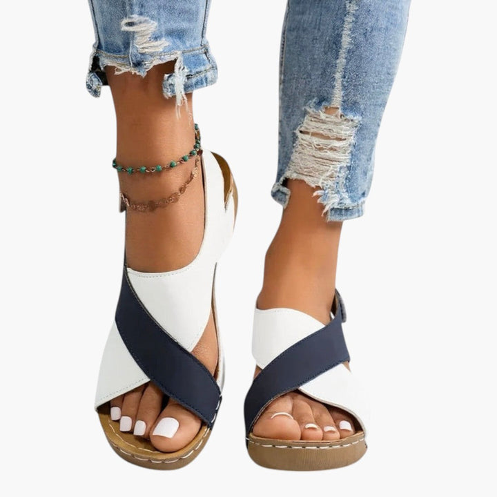 Tessa | Cross Strap Peep Toe Wedge Sandals