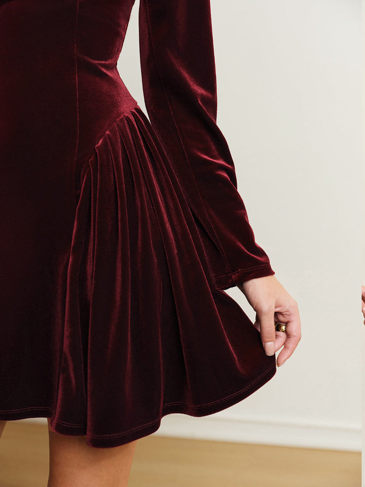 Margot | Velvet Drop-Waist Homecoming Dress with Long Sleeves