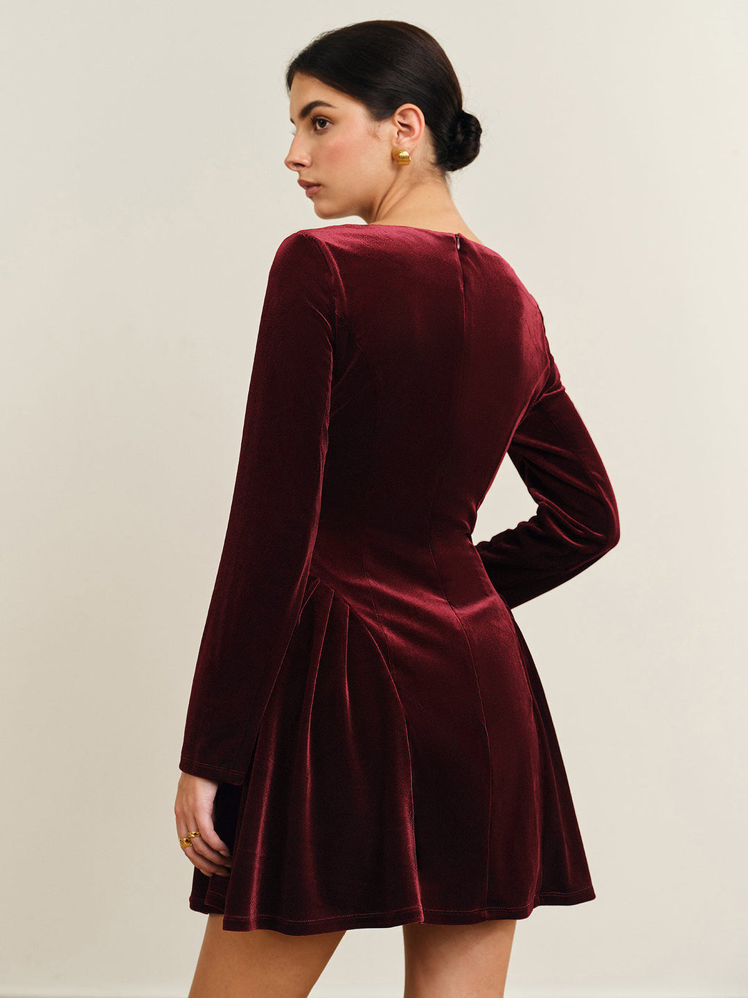 Margot | Velvet Drop-Waist Homecoming Dress with Long Sleeves