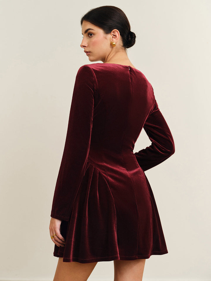 Margot | Velvet Drop-Waist Homecoming Dress with Long Sleeves
