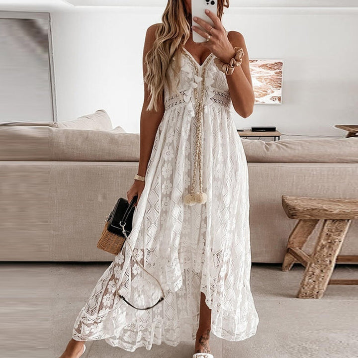 Friederike | Crochet Lace Tassel Tie Spaghetti Boho Dress