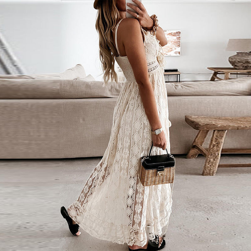 Friederike | Crochet Lace Tassel Tie Spaghetti Boho Dress