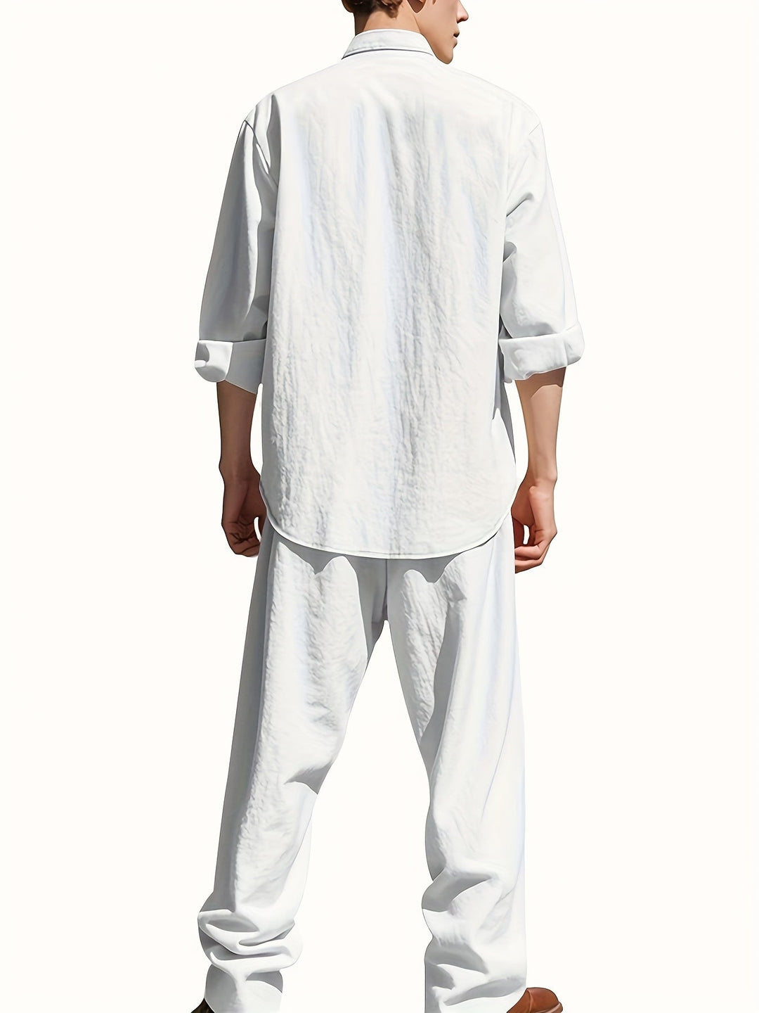 Capri | Men's Linen Band Collar Co-ord Set