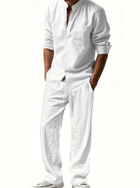 Capri | Men's Linen Band Collar Co-ord Set