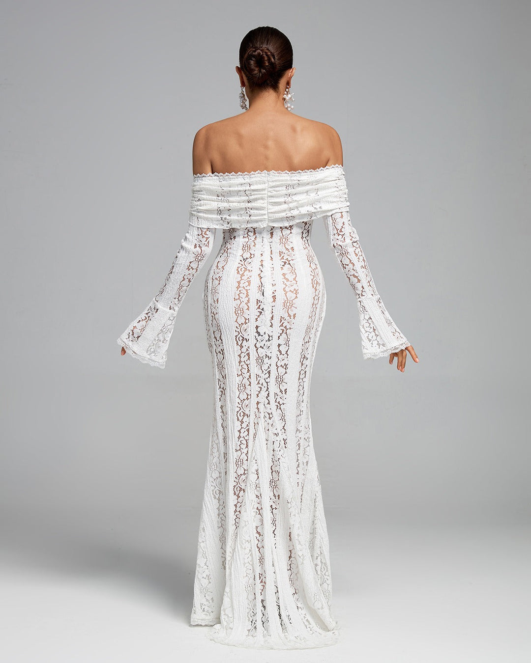 Seraphina | Lace Off The Shoulder Dress Flared Sleeve Maxi