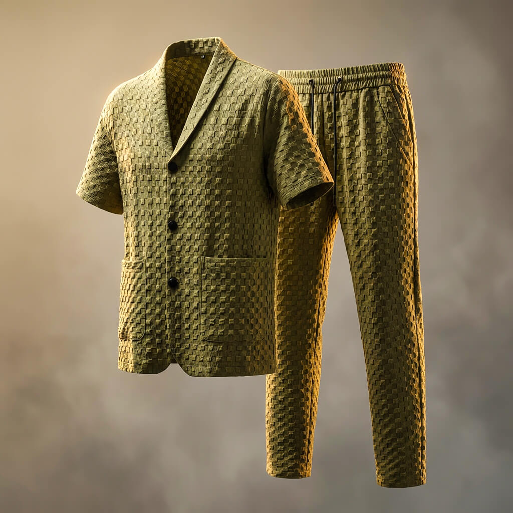 Havana | Men's Woven Texture Shawl Collar Co-ord Set