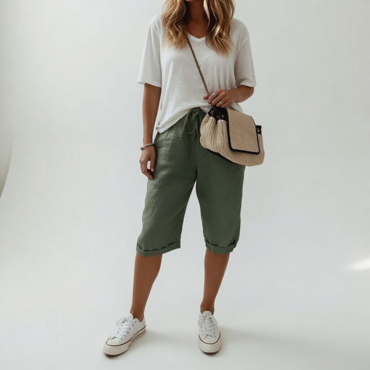 Lorette | Women's Relaxed Linen Drawstring Bermuda Shorts