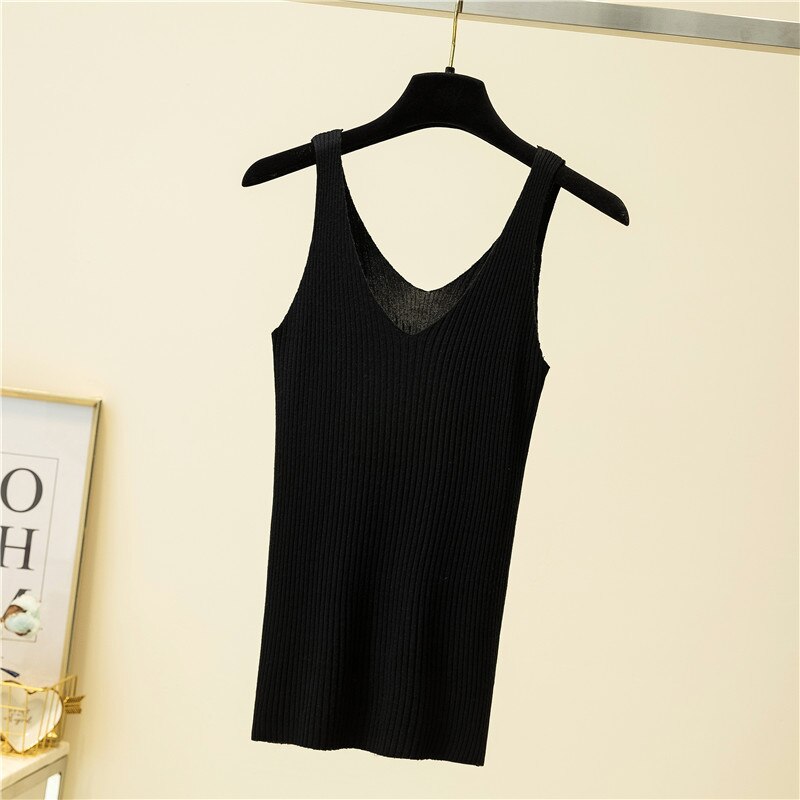Selene | Ribbed Knit V-Neck Tank Top