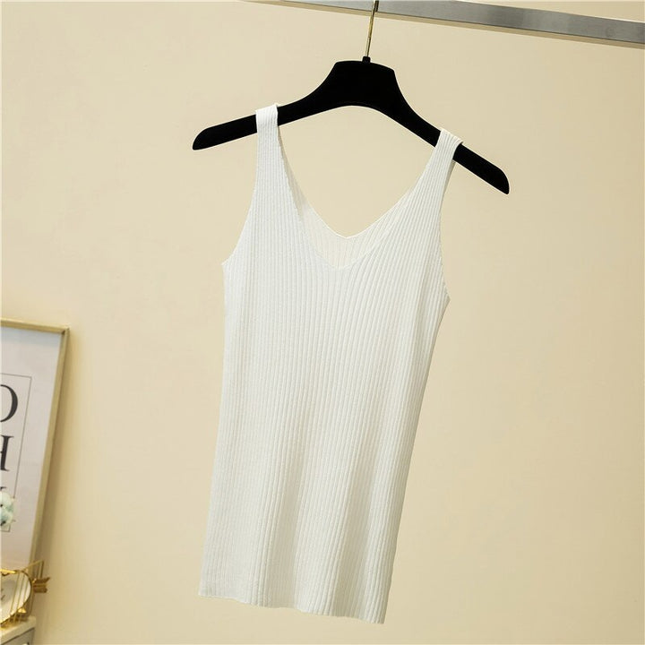 Selene | Ribbed Knit V-Neck Tank Top