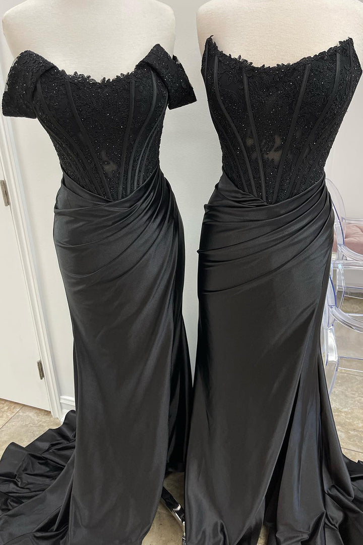 Reina | Off Shoulder Corset Mermaid Slit Wedding Guest Dress
