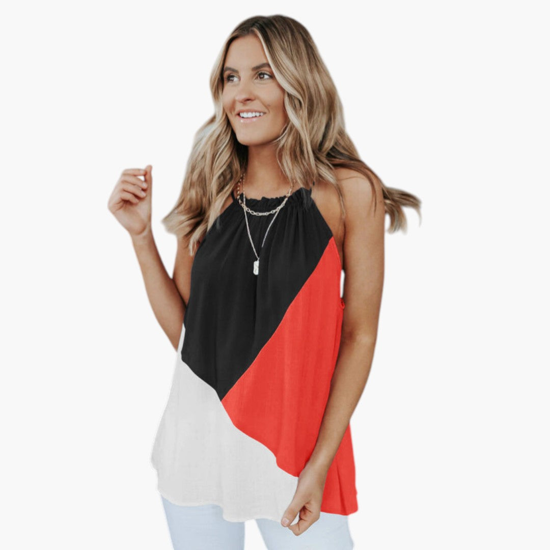 Chloe | Casual Halter Top with Color Block Design