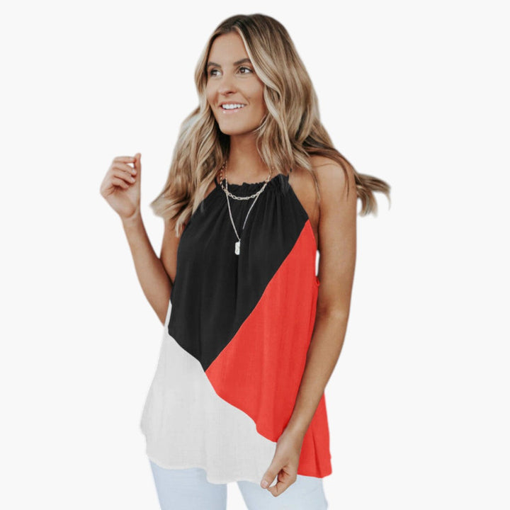 Chloe | Casual Halter Top with Color Block Design