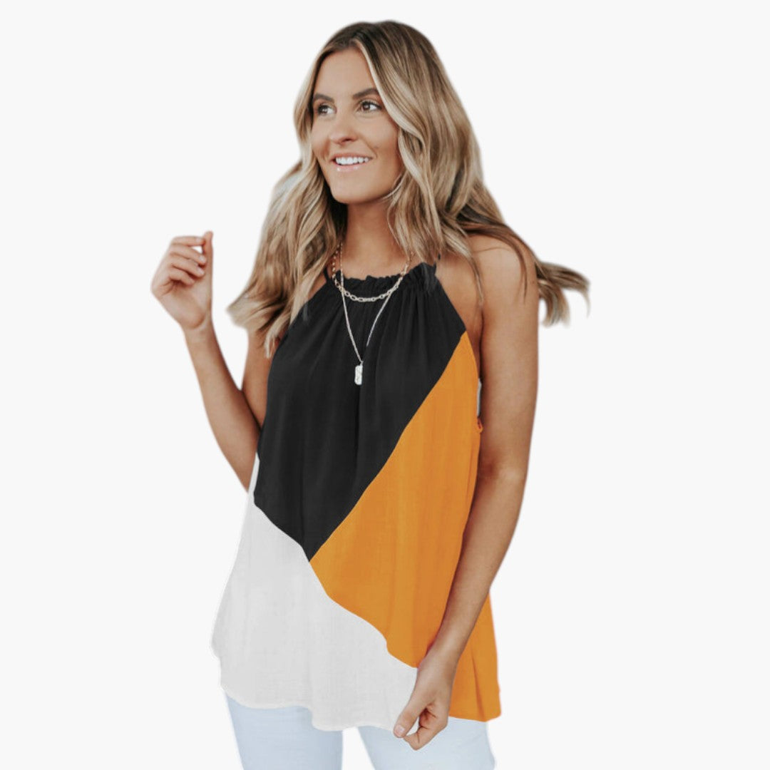 Chloe | Casual Halter Top with Color Block Design