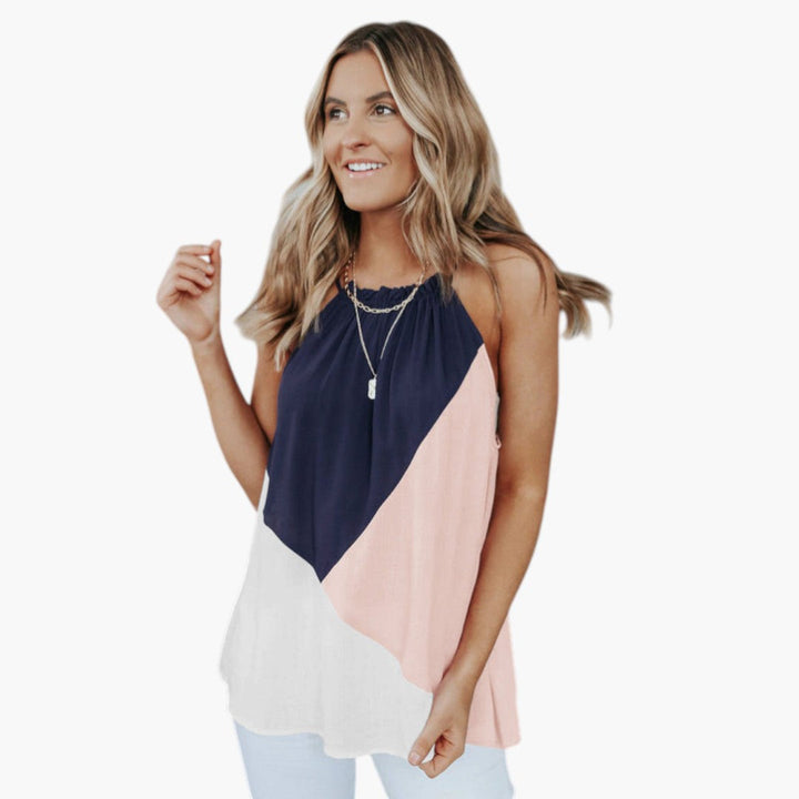 Chloe | Casual Halter Top with Color Block Design