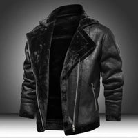 Steele | Faux Fur-Lined Moto Leather Jacket with Lapel Collar