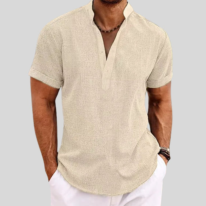 Alden | Men's Short Sleeve Linen Henley Shirt