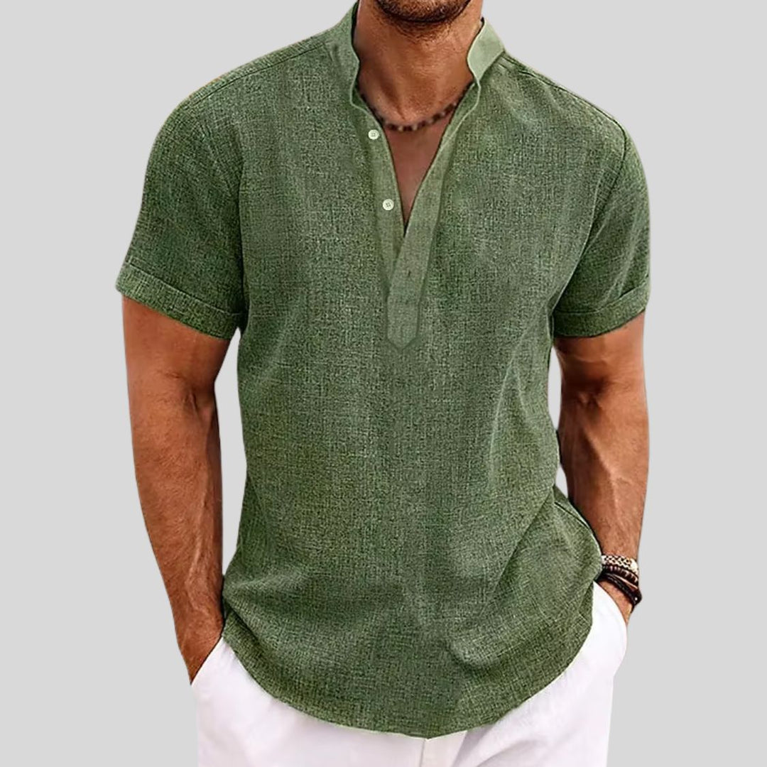 Alden | Men's Short Sleeve Linen Henley Shirt
