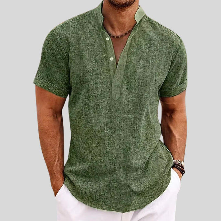 Alden | Men's Short Sleeve Linen Henley Shirt