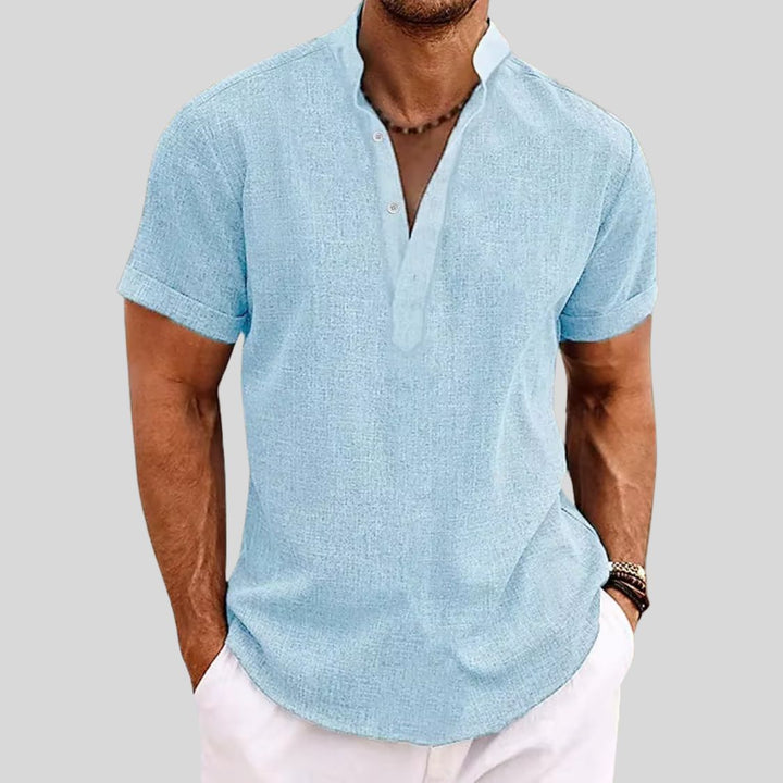 Alden | Men's Short Sleeve Linen Henley Shirt