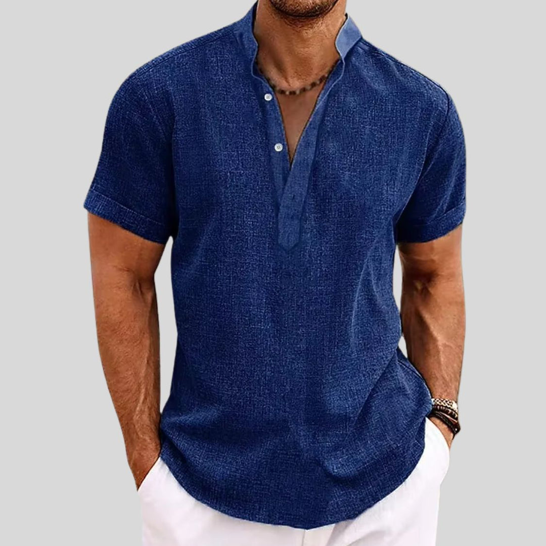 Alden | Men's Short Sleeve Linen Henley Shirt