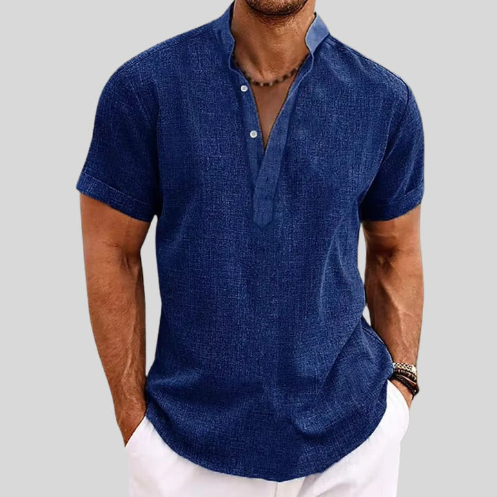 Alden | Men's Short Sleeve Linen Henley Shirt