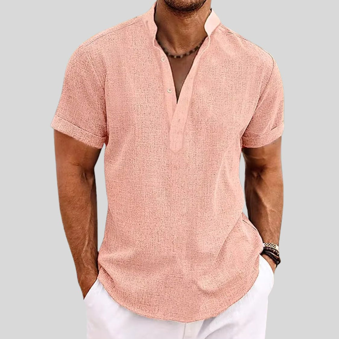 Alden | Men's Short Sleeve Linen Henley Shirt