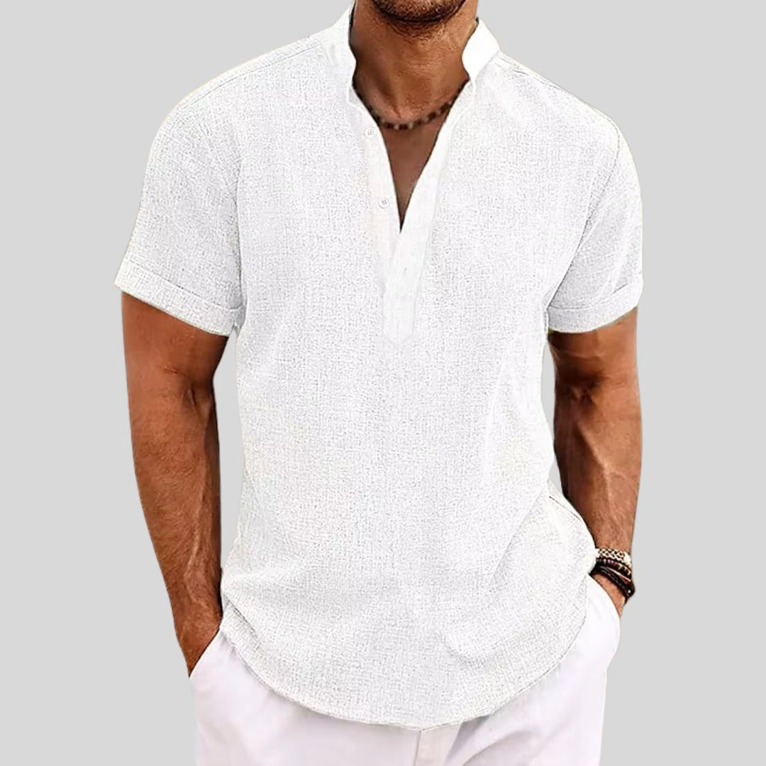 Alden | Men's Short Sleeve Linen Henley Shirt