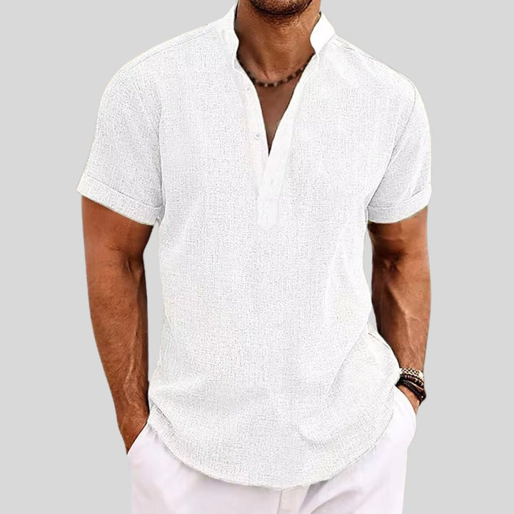 Alden | Men's Short Sleeve Linen Henley Shirt