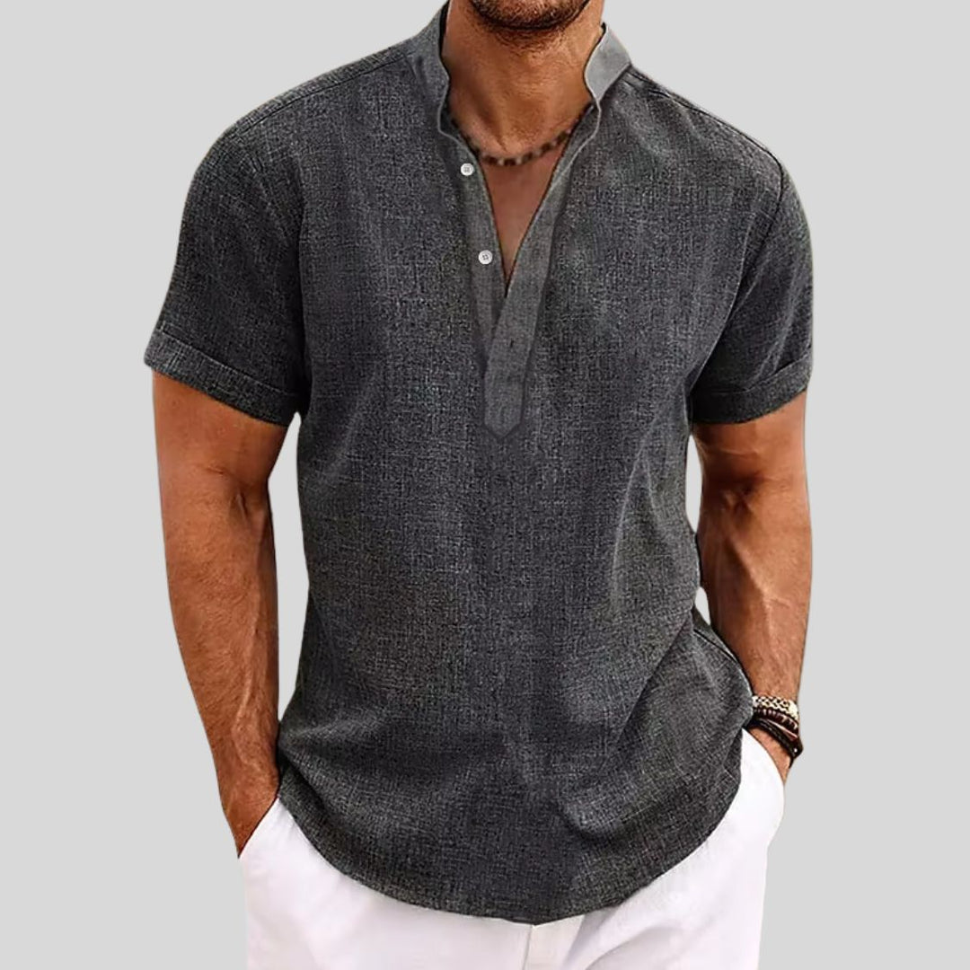 Alden | Men's Short Sleeve Linen Henley Shirt