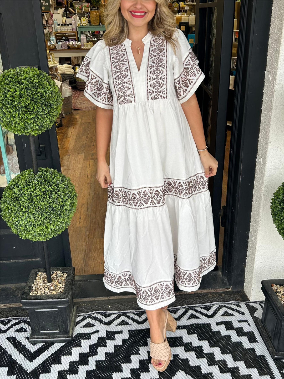 Kalinda | Tribal Embroidered Tiered Maxi Boho Dress