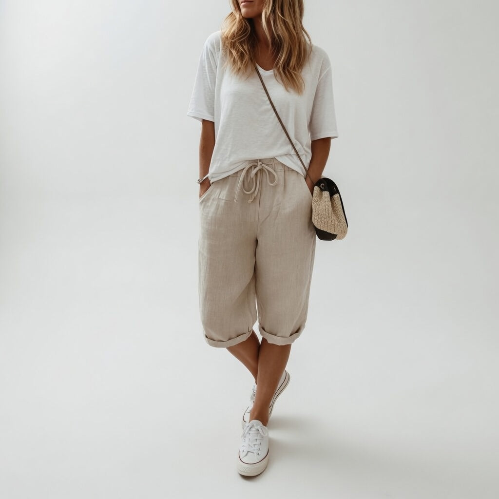 Lorette | Women's Relaxed Linen Drawstring Bermuda Shorts