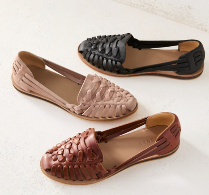 Leana | Women's Woven Leather Flat Sandals