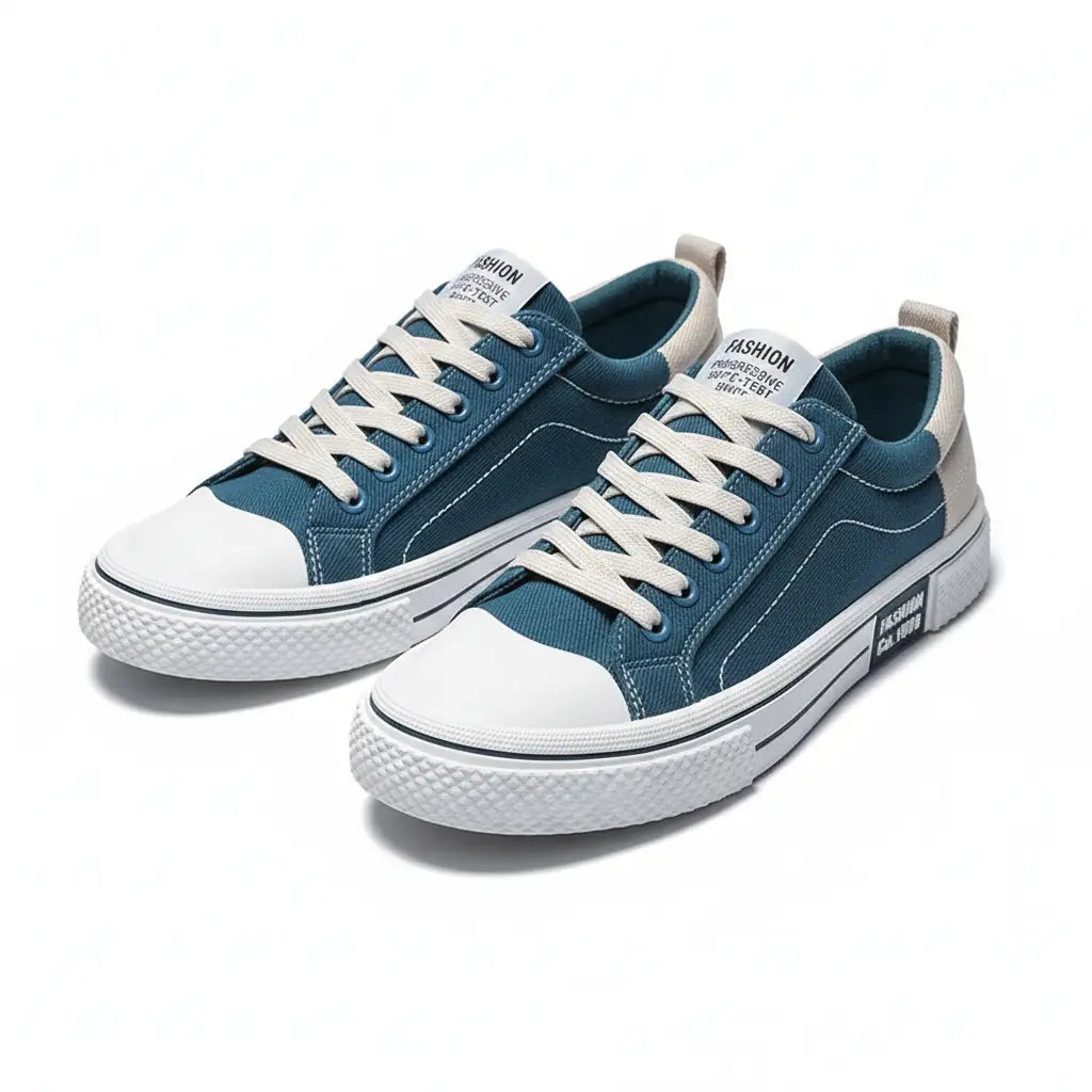 Giorgio | Two-Tone Canvas Cap Toe Lace-Up Casual Sneakers Mens Shoes