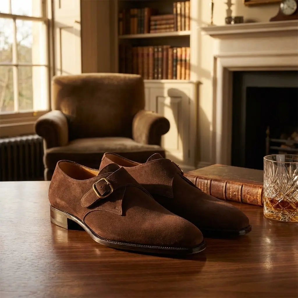 Leonardo | Single Monk Strap Suede Formal Dress Mens Shoes