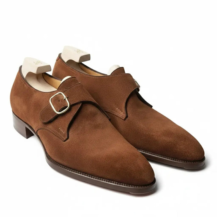 Leonardo | Single Monk Strap Suede Formal Dress Mens Shoes