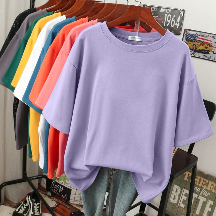 Essie | Basic Oversized T-Shirt – Women's Plain Cotton Tee