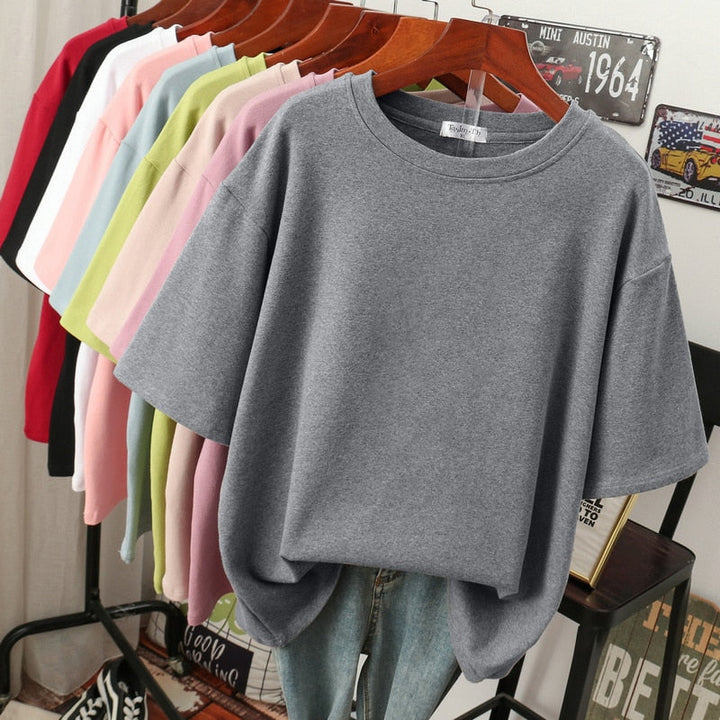 Essie | Basic Oversized T-Shirt – Women's Plain Cotton Tee