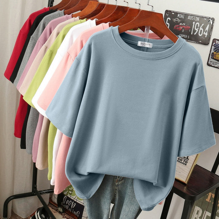 Essie | Basic Oversized T-Shirt – Women's Plain Cotton Tee