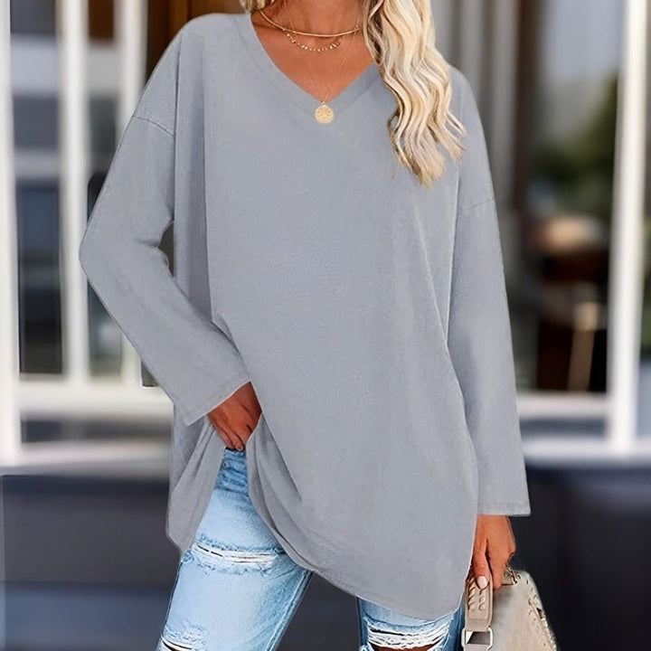 Sunny | Oversized Long Sleeve Top – Women's Casual V-Neck Shirt
