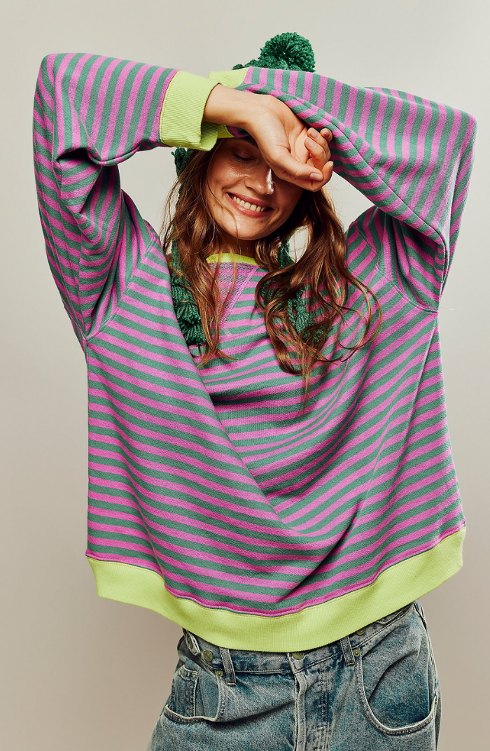 Ziggy | Striped Oversized Sweatshirt – Women's Colourblock Crewneck