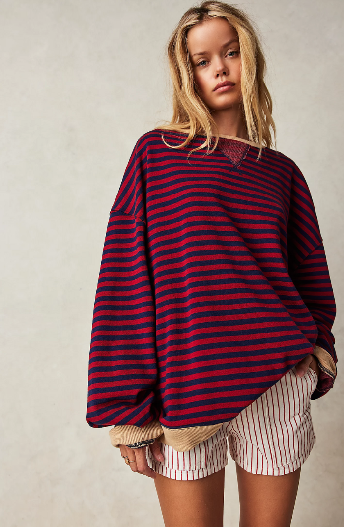 Ziggy | Striped Oversized Sweatshirt – Women's Colourblock Crewneck