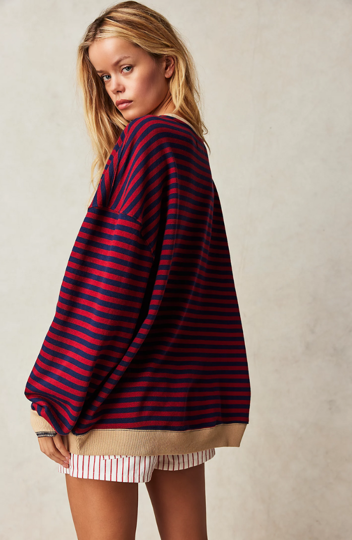 Ziggy | Striped Oversized Sweatshirt – Women's Colourblock Crewneck