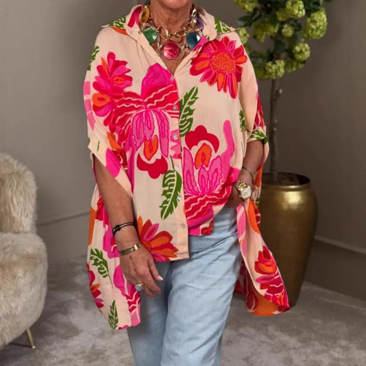 Flora | Oversized Floral Button Shirt – Women's Boho Summer Blouse