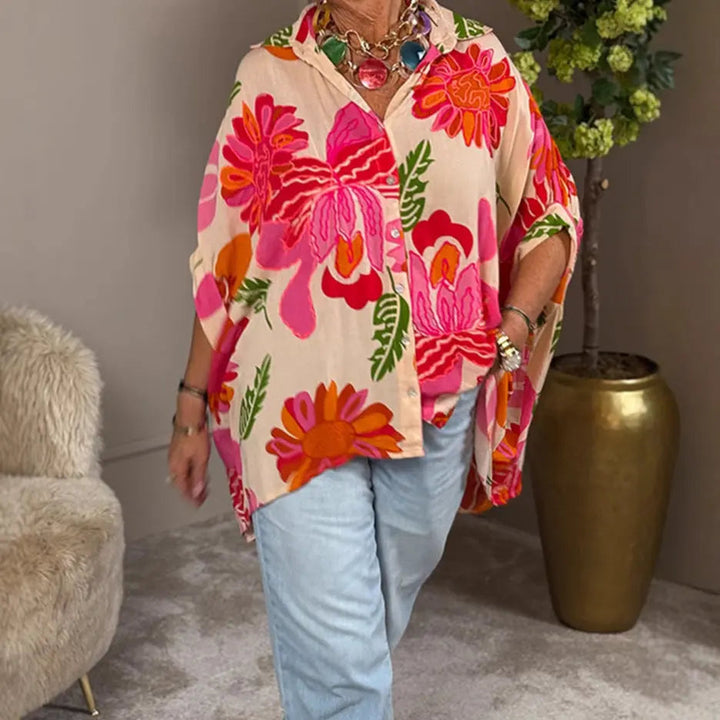 Flora | Oversized Floral Button Shirt – Women's Boho Summer Blouse