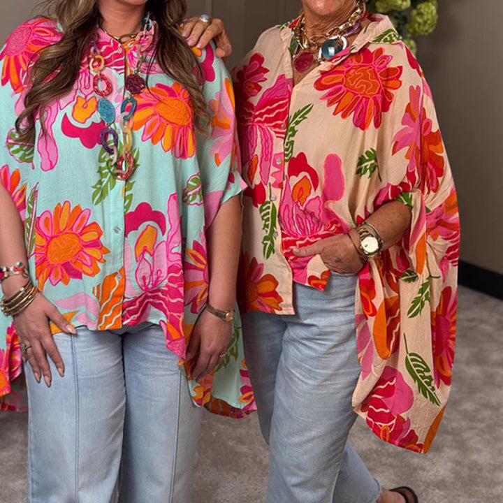 Flora | Oversized Floral Button Shirt – Women's Boho Summer Blouse