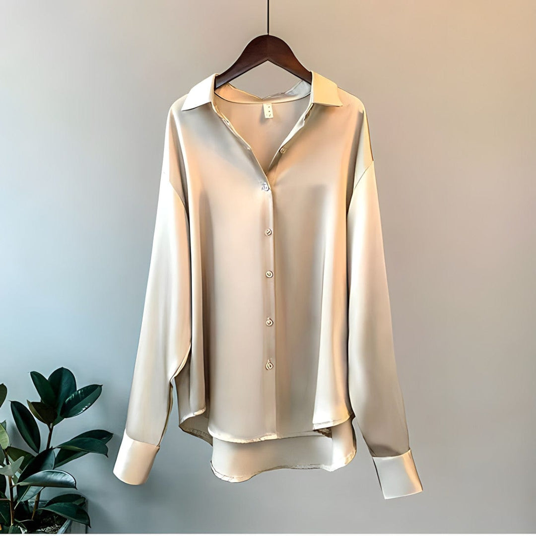 Laura | Oversized Silk Blouse – Women's Luxury Long Sleeve Shirt