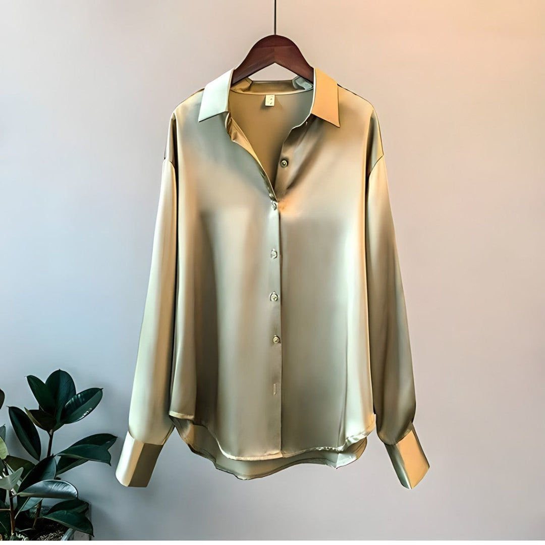 Laura | Oversized Silk Blouse – Women's Luxury Long Sleeve Shirt